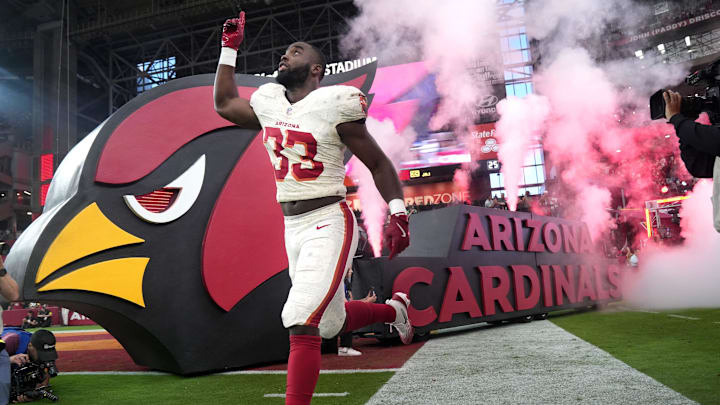 Arizona Cardinals running back Trey Benson (33) runs out on to the field before they play the Seattle Seahawks at State Farm Stadium in Glendale on Sept. 25, 2025. Arizona Cardinals running back Trey Benson (33) runs out on to the field before they play the Seattle Seahawks at State Farm Stadium in Glendale on Sept. 25, 2025.