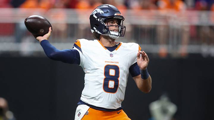 Aug 14, 2026; Atlanta, Georgia, USA; Denver Broncos quarterback Jarrett Stidham (8) throws a pass against the Atlanta Falcons in the first quater at Mercedes-Benz Stadium. Mandatory Credit: Brett Davis-Imagn Images Aug 14, 2026; Atlanta, Georgia, USA; Denver Broncos quarterback Jarrett Stidham (8) throws a pass against the Atlanta Falcons in the first quater at Mercedes-Benz Stadium. Mandatory Credit: Brett Davis-Imagn Images