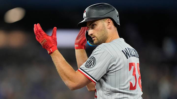 Apr 12, 2026; Toronto, Ontario, CAN; Minnesota Twins right fielder Matt Wallner (38) reacts after hitting a one run single against the Toronto Blue Jays during the third inning at Rogers Centre. Mandatory Credit: John E. Sokolowski-Imagn Images Apr 12, 2026; Toronto, Ontario, CAN; Minnesota Twins right fielder Matt Wallner (38) reacts after hitting a one run single against the Toronto Blue Jays during the third inning at Rogers Centre. Mandatory Credit: John E. Sokolowski-Imagn Images