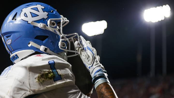 Nov 29, 2025; Raleigh, North Carolina, USA; North Carolina Tar Heels wide receiver Jordan Shipp (1) celebrates a touchdown during the first half of the game against NC State Wolfpack at Carter-Finley Stadium. Mandatory Credit: Jaylynn Nash-Imagn Images Nov 29, 2025; Raleigh, North Carolina, USA; North Carolina Tar Heels wide receiver Jordan Shipp (1) celebrates a touchdown during the first half of the game against NC State Wolfpack at Carter-Finley Stadium. Mandatory Credit: Jaylynn Nash-Imagn Images