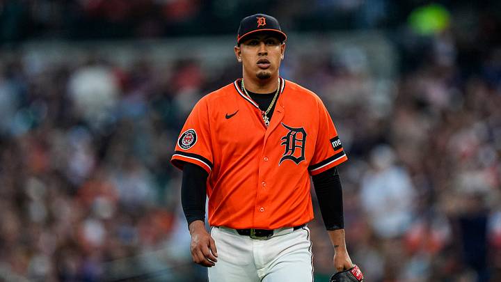Detroit Tigers pitcher Keider Montero walks off the mound.