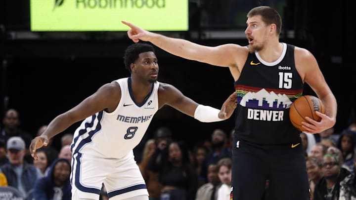 Nikola Jokic directs traffic during the latest Nuggets win.