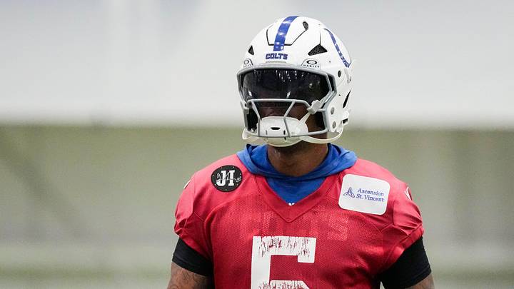Indianapolis Colts quarterback Anthony Richardson Sr. (5) walks on the field Wednesday, May 27, 2026, during practice at the Indiana Farm Bureau Football Center in Indianapolis. Indianapolis Colts quarterback Anthony Richardson Sr. (5) walks on the field Wednesday, May 27, 2026, during practice at the Indiana Farm Bureau Football Center in Indianapolis.