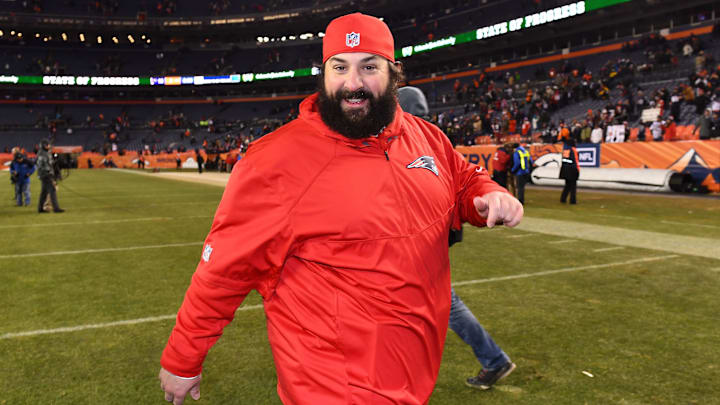 Dec 18, 2016; Denver, CO, USA;  New England Patriots defensive coordinator Matt Patricia reacts as he leaves the field following the win against the Denver Broncos at Sports Authority Field. The Patriots defeated the Broncos 16-3.
