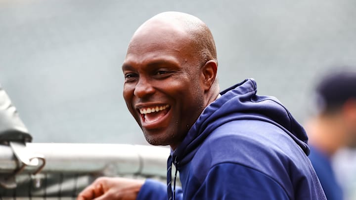 Mar 28, 2019; Minneapolis, MN, USA; Minnesota Twins Special Assistant, Baseball Operations Torii Hunter laughs before the start of the game against the Cleveland Indians at Target Field. Mandatory Credit: David Berding-Imagn Images