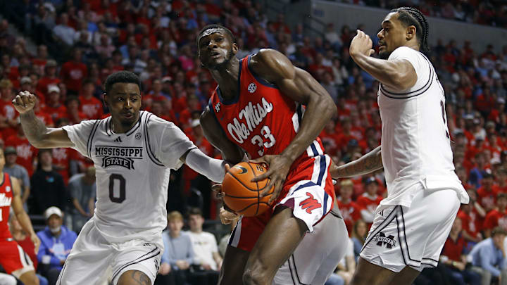 Jan 30, 2024; Oxford, Mississippi, USA; Mississippi Rebels forward Moussa Cisse (33) drives to the