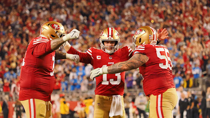 Jan 28, 2024; Santa Clara, California, USA; San Francisco 49ers quarterback Brock Purdy (13)