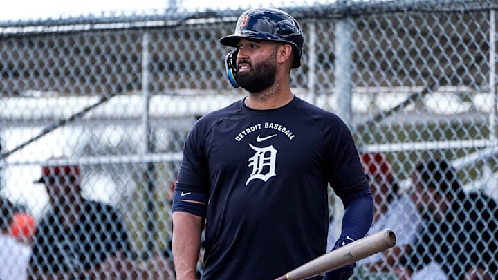 Detroit Tigers outfielder Riley Greene bats at live batting practice during spring training at TigerTown in Lakeland, Fla. on Wednesday, Feb. 18, 2026. Detroit Tigers outfielder Riley Greene bats at live batting practice during spring training at TigerTown in Lakeland, Fla. on Wednesday, Feb. 18, 2026.