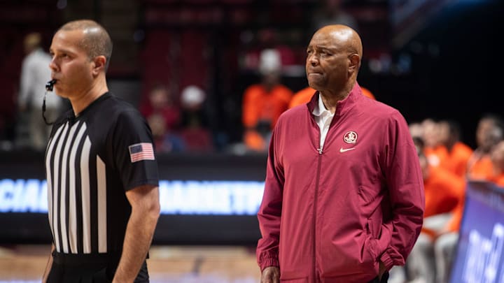 FSU men's basketball head coach Leonard Hamilton coaches as Florida State takes on Syracuse University at the Donald Tucker Civic Center Saturday, Jan. 4, 2024.