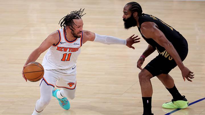 Knicks guard Jalen Brunson was unstoppable against Cavaliers guard James Harden down the stretch during New York’s epic Game 1 comeback.