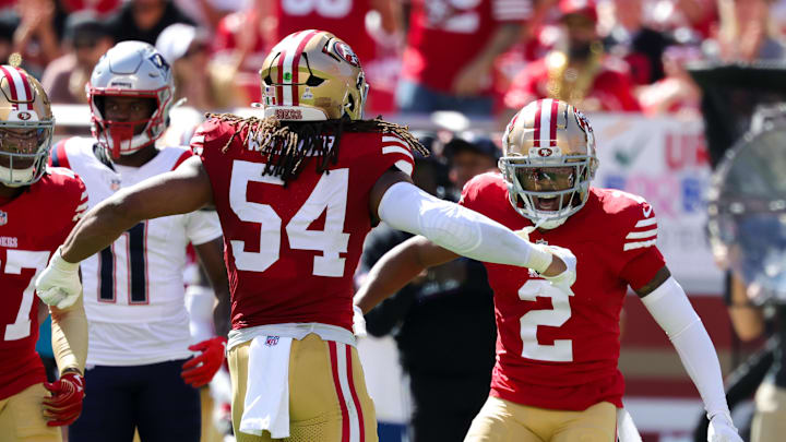 San Francisco 49ers cornerback Deommodore Lenoir (2) with linebacker Fred Warner (54)