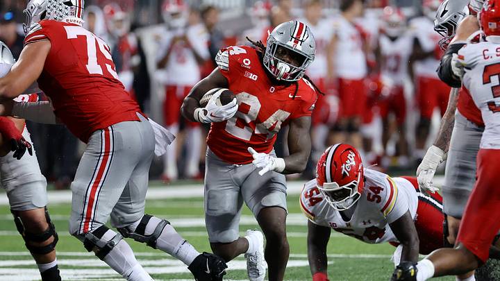 Oct 10, 2026; Columbus, Ohio, USA; Ohio State Buckeyes running back Ja'kobi Jackson (24) runs the ball during the fourth quarter against the Maryland Terrapins at Ohio Stadium. Mandatory Credit: Joseph Maiorana-Imagn Images Oct 10, 2026; Columbus, Ohio, USA; Ohio State Buckeyes running back Ja'kobi Jackson (24) runs the ball during the fourth quarter against the Maryland Terrapins at Ohio Stadium. Mandatory Credit: Joseph Maiorana-Imagn Images