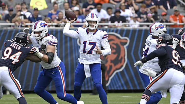 Buffalo Bills quarterback Josh Allen does Josh Allen things against the Chicago Bears