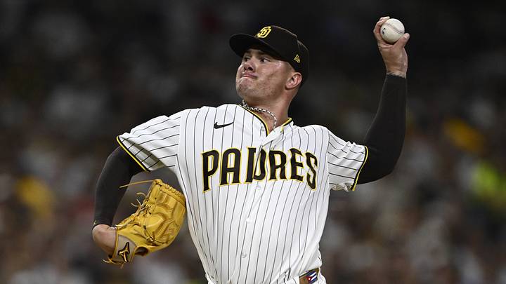 Sep 30, 2026; San Diego, California, USA; San Diego Padres pitcher Adrian Morejon (50) delivers a pitch in th seventh inning against the Chicago Cubs during game two of the Wildcard round for the 2026 MLB Playoffs at Petco Park. Mandatory Credit: Denis Poroy-Imagn Images Sep 30, 2026; San Diego, California, USA; San Diego Padres pitcher Adrian Morejon (50) delivers a pitch in th seventh inning against the Chicago Cubs during game two of the Wildcard round for the 2026 MLB Playoffs at Petco Park. Mandatory Credit: Denis Poroy-Imagn Images