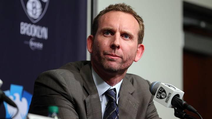 Feb 19, 2016; Brooklyn, NY, USA; Brooklyn Nets new general manager Sean Marks speaks to the media during a press conference before a game against the New York Knicks at Barclays Center. Mandatory Credit: Brad Penner-USA TODAY Sports Feb 19, 2016; Brooklyn, NY, USA; Brooklyn Nets new general manager Sean Marks speaks to the media during a press conference before a game against the New York Knicks at Barclays Center. Mandatory Credit: Brad Penner-USA TODAY Sports