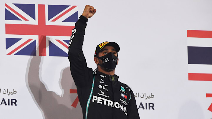 Lewis Hamilton cuando ganó el Gran Premio de Bahréin 2020, en plena pandemia del coronavirus