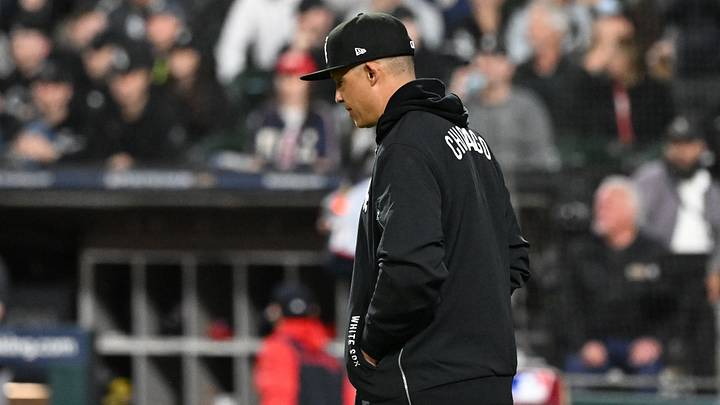 Oct 8, 2026; Chicago, Illinois, USA;  Chicago White Sox manager Will Venable walks out to the mound to make a pitching change during the sixth inning against the Cleveland Guardians in game four of the ALDS for the 2026 MLB Playoffs at Rate Field.  Mandatory Credit: Matt Marton-Imagn Images