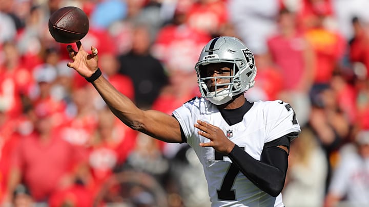 Geno Smith of the Las Vegas Raiders Geno Smith of the Las Vegas Raiders