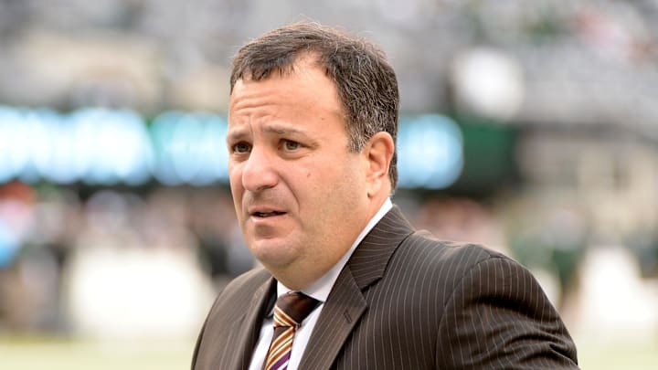 Dec 22, 2013; East Rutherford, NJ, USA; Cleveland Browns general manager Mike Lombardi during the game against the New York Jets at MetLife Stadium. Mandatory Credit: Robert Deutsch-Imagn Images