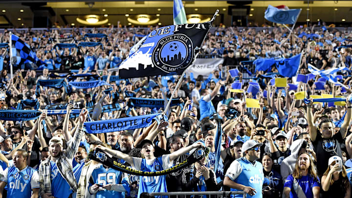 Mar 5, 2022; Charlotte, North Carolina, USA; Charlotte FC fans cheer during the match against the