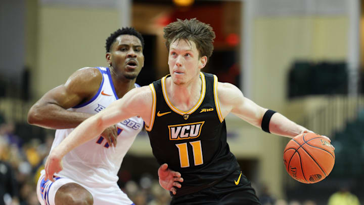 Nov 24, 2023; Kissimmee, FL, USA;  Virginia Commonwealth Rams guard Max Shulga (11) drives to the