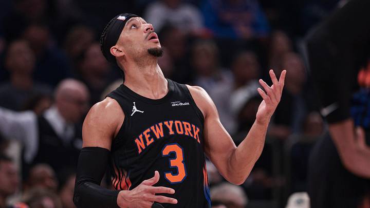 Apr 10, 2026; New York, New York, USA; New York Knicks guard Josh Hart (3) reacts during the first quarter against the Toronto Raptors at Madison Square Garden. Mandatory Credit: Vincent Carchietta-Imagn Images Apr 10, 2026; New York, New York, USA; New York Knicks guard Josh Hart (3) reacts during the first quarter against the Toronto Raptors at Madison Square Garden. Mandatory Credit: Vincent Carchietta-Imagn Images