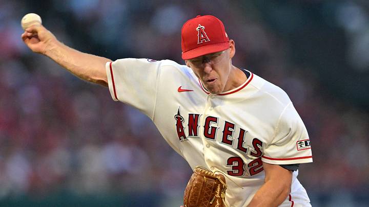 Anaheim, California, USA; Los Angeles Angels starting pitcher Ryan Johnson (32) delivers to the plate during the first inning against the Philadelphia Phillies at Angel Stadium. Mandatory Credit: Jayne Kamin-Oncea-Imagn Images Anaheim, California, USA; Los Angeles Angels starting pitcher Ryan Johnson (32) delivers to the plate during the first inning against the Philadelphia Phillies at Angel Stadium. Mandatory Credit: Jayne Kamin-Oncea-Imagn Images