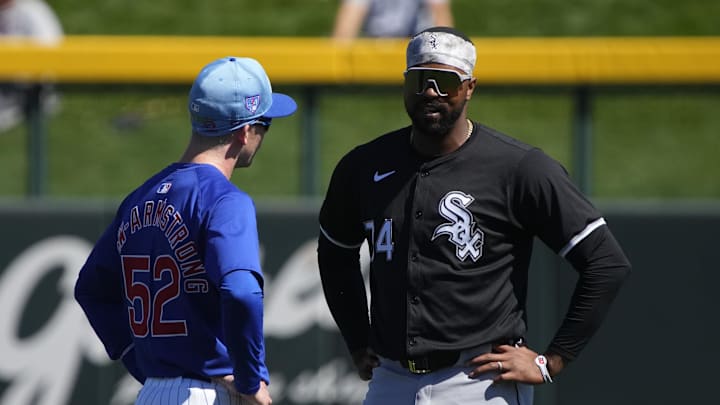Mar 1, 2024; Mesa, Arizona, USA; Chicago Cubs center fielder Pete Crow-Armstrong (52) and Chicago