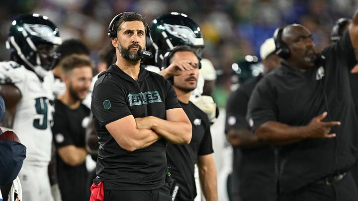 Aug 15, 2026; Baltimore, Maryland, USA; Philadelphia Eagles head coach Nick Sirianni watches his team play against the Baltimore Ravens in the second half at M&T Bank Stadium. Aug 15, 2026; Baltimore, Maryland, USA; Philadelphia Eagles head coach Nick Sirianni watches his team play against the Baltimore Ravens in the second half at M&T Bank Stadium.