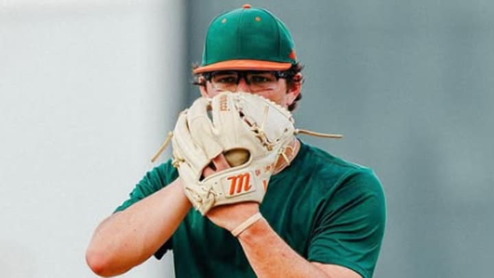 Right-handed pitcher Griffin Hugus warming up. Right-handed pitcher Griffin Hugus warming up.