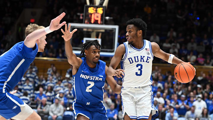 Dec 12, 2023; Durham, North Carolina, USA; Duke Blue Devils guard Jeremy Roach (3) looks to pass 
