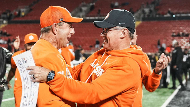 Clemson head coach Dabo Swinney and defensive coordinator Tom Allen are looking to get a commitment out of Santana Harvey.