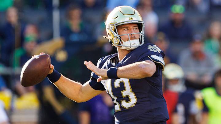 Notre Dame quarterback CJ Carr throws a pass in the second half of a NCAA football game against NC State at Notre Dame Stadium on Saturday, Oct. 11, 2025, in South Bend. Notre Dame quarterback CJ Carr throws a pass in the second half of a NCAA football game against NC State at Notre Dame Stadium on Saturday, Oct. 11, 2025, in South Bend.