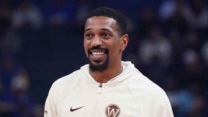 Golden State Warriors guard De'Anthony Melton (8) smiles as he warms up before the game against the Sacramento Kings at Chase Center on Apr. 7, 2026. Golden State Warriors guard De'Anthony Melton (8) smiles as he warms up before the game against the Sacramento Kings at Chase Center on Apr. 7, 2026.