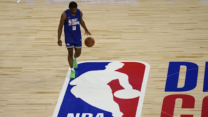 May 14, 2024; Chicago, IL, USA; Bronny James (50) participates in drills during the 2024 NBA Draft Combine at Wintrust Arena. Mandatory Credit: David Banks-USA TODAY Sports May 14, 2024; Chicago, IL, USA; Bronny James (50) participates in drills during the 2024 NBA Draft Combine at Wintrust Arena. Mandatory Credit: David Banks-USA TODAY Sports
