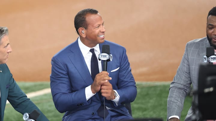 Jul 16, 2024; Arlington, Texas, USA; New York Yankees former player Alex Rodriguez broadcasts before the 2024 MLB All-Star game at Globe Life Field. Mandatory Credit: Kevin Jairaj-Imagn Images Jul 16, 2024; Arlington, Texas, USA; New York Yankees former player Alex Rodriguez broadcasts before the 2024 MLB All-Star game at Globe Life Field. Mandatory Credit: Kevin Jairaj-Imagn Images