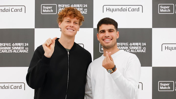 Jannik Sinner and Carlos Alcaraz discussed pairing up as a doubles team. Jannik Sinner and Carlos Alcaraz discussed pairing up as a doubles team.
