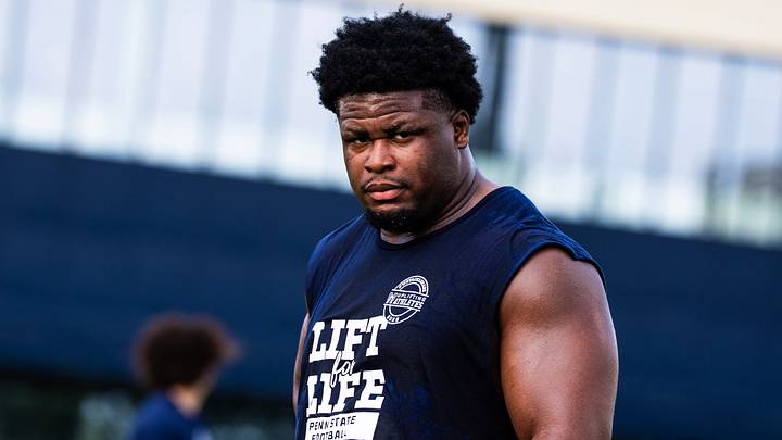 Penn State Nittany Lions defensive lineman Armstrong Nnodim participates in the 23rd annual Lift for Life at Holuba Hall. Penn State Nittany Lions defensive lineman Armstrong Nnodim participates in the 23rd annual Lift for Life at Holuba Hall.