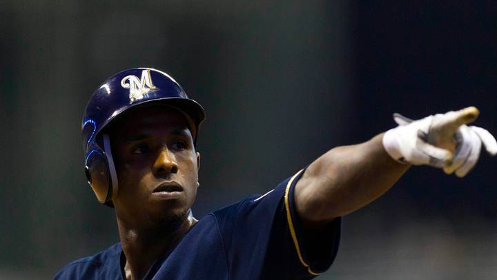 July 30, 2012: Milwaukee, WI, USA; Milwaukee Brewers center fielder Nyjer Morgan (2) reacts after reaching base during the eighth inning against the Houston Astros at Miller Park. Mandatory Credit: Jeff Hanisch-USA TODAY Sports July 30, 2012: Milwaukee, WI, USA; Milwaukee Brewers center fielder Nyjer Morgan (2) reacts after reaching base during the eighth inning against the Houston Astros at Miller Park. Mandatory Credit: Jeff Hanisch-USA TODAY Sports