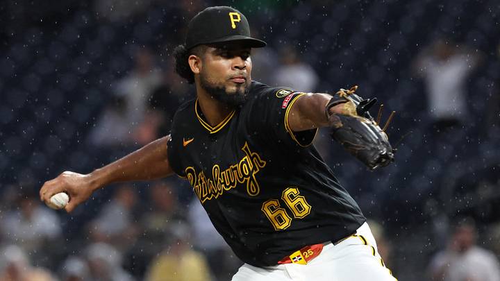 Jun 9, 2026; Pittsburgh, Pennsylvania, USA; Pittsburgh Pirates relief pitcher Wilber Dotel (66) pitches against the Los Angeles Dodgers during the seventh inning at PNC Park. Mandatory Credit: Charles LeClaire-Imagn Images Jun 9, 2026; Pittsburgh, Pennsylvania, USA; Pittsburgh Pirates relief pitcher Wilber Dotel (66) pitches against the Los Angeles Dodgers during the seventh inning at PNC Park. Mandatory Credit: Charles LeClaire-Imagn Images
