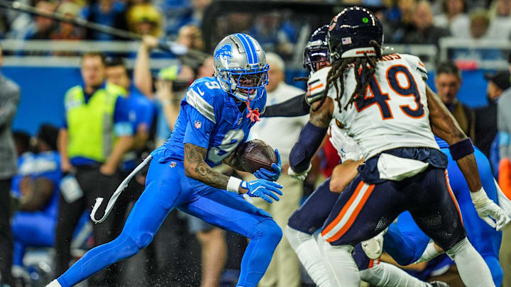 Detroit Lions wide receiver Jameson Williams (9). Detroit Lions wide receiver Jameson Williams (9).