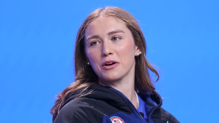 Oct 28, 2025; New York, NY, UNITED STATES; Olympic athlete Caroline Harvey, Hockey, speaks with media during the U.S. Olympic Team Media Summit in preparation for the 2026 Milan Olympic Winter Games at Javits Center. Mandatory Credit: Vincent Carchietta-Imagn Images Oct 28, 2025; New York, NY, UNITED STATES; Olympic athlete Caroline Harvey, Hockey, speaks with media during the U.S. Olympic Team Media Summit in preparation for the 2026 Milan Olympic Winter Games at Javits Center. Mandatory Credit: Vincent Carchietta-Imagn Images