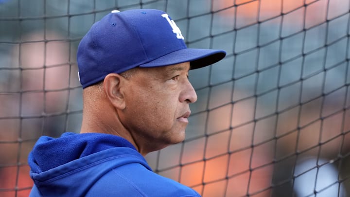 Sep 12, 2025; San Francisco, California, USA; Los Angeles Dodgers manager Dave Roberts (30) before the game against the San Francisco Giants at Oracle Park. Mandatory Credit: Darren Yamashita-Imagn Images Sep 12, 2025; San Francisco, California, USA; Los Angeles Dodgers manager Dave Roberts (30) before the game against the San Francisco Giants at Oracle Park. Mandatory Credit: Darren Yamashita-Imagn Images