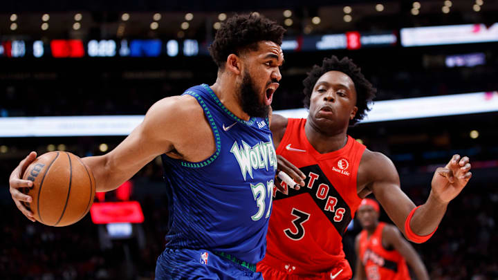 Karl-Anthony Towns, Minnesota Timberwolves and OG Anunoby, Toronto Raptors