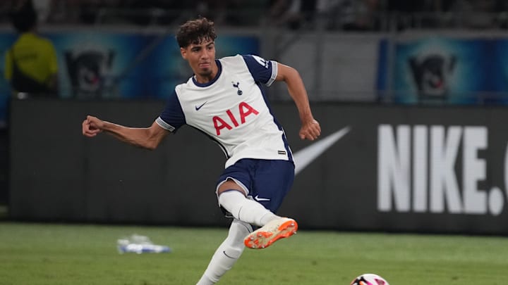 George Abbott in first team action during the friendly against Vissel Kobe in pre-season 
