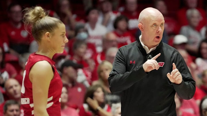 Wisconsin head volleyball coach Kelly Sheffield is shown during their match Tuesday, September 10, 2024 at the UW Field House in Madison, Wisconsin. Wisconsin beat UW-Milwaukee in straight sets.