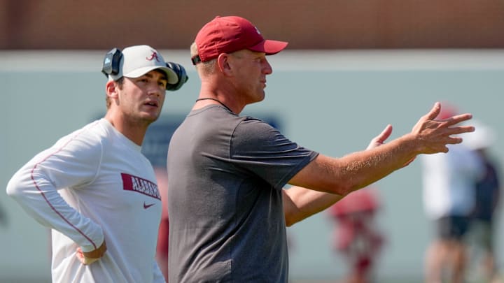 Head coach Kalen Deboer for the Alabama Crimson Tide. Head coach Kalen Deboer for the Alabama Crimson Tide.