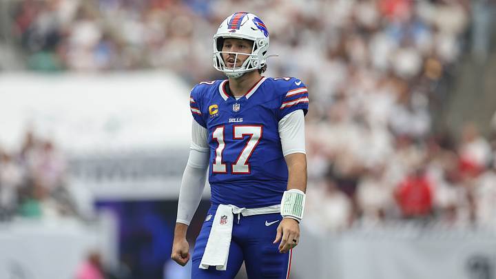 Buffalo Bills quarterback Josh Allen (17) walks on the field during the game against the Houston Texans at Reliant Stadium. Buffalo Bills quarterback Josh Allen (17) walks on the field during the game against the Houston Texans at Reliant Stadium.