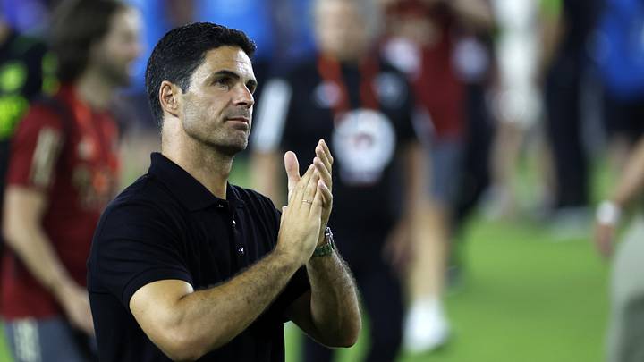 Jul 19, 2023; Washington, DC, USA; Arsenal head coach Mikel Arteta reacts after the game against MLS of the 2023 MLS All Star Game at Audi Field. Mandatory Credit: Geoff Burke-Imagn Images Jul 19, 2023; Washington, DC, USA; Arsenal head coach Mikel Arteta reacts after the game against MLS of the 2023 MLS All Star Game at Audi Field. Mandatory Credit: Geoff Burke-Imagn Images