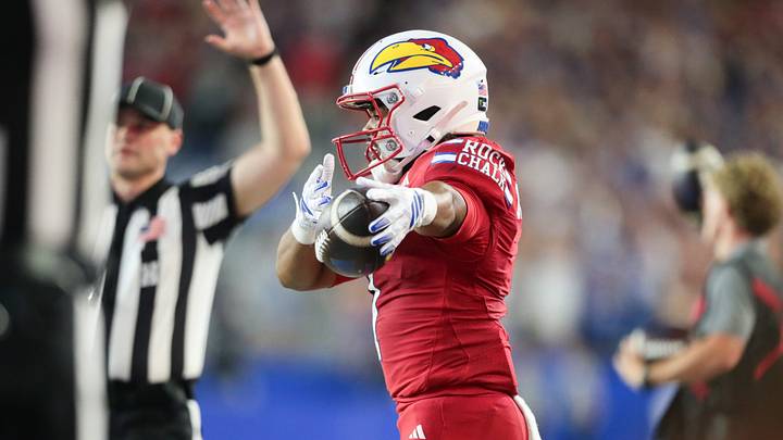 Kansas Jayhawks running back Dylan Edwards (1) Kansas Jayhawks running back Dylan Edwards (1)